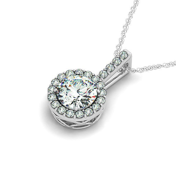 Colgante redondo estilo halo de diamantes de oro blanco de 14 quilates (5/8 quilates en total)