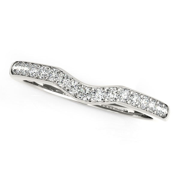 Anillo de boda de oro blanco de 14k estilo curvo (1/4 cttw)