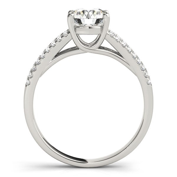 Anillo de compromiso con diamante redondo de oro blanco de 14k y brazo dividido (1 1/8 ct. p.t.)