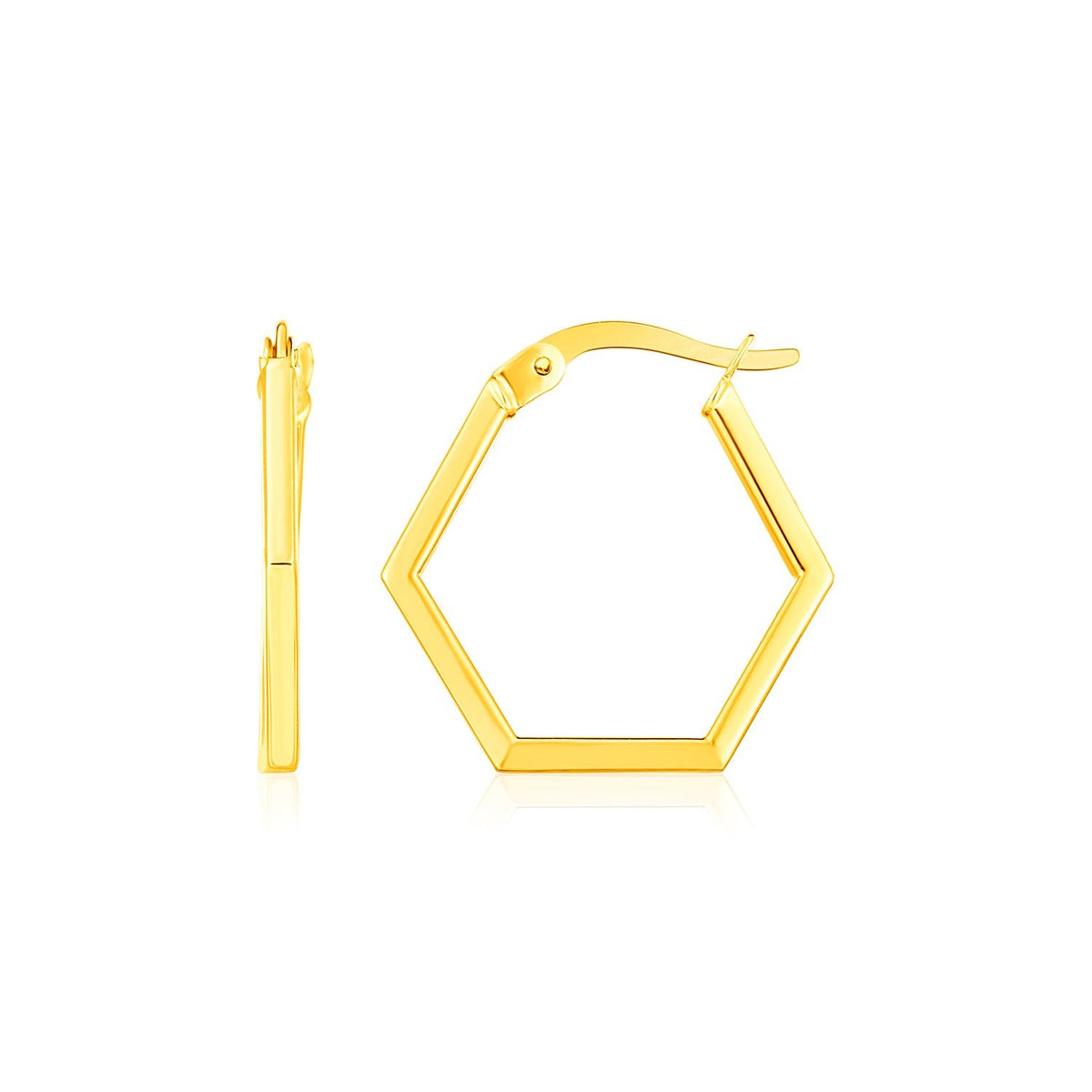 Pendientes de aro hexagonales de oro amarillo de 14 quilates