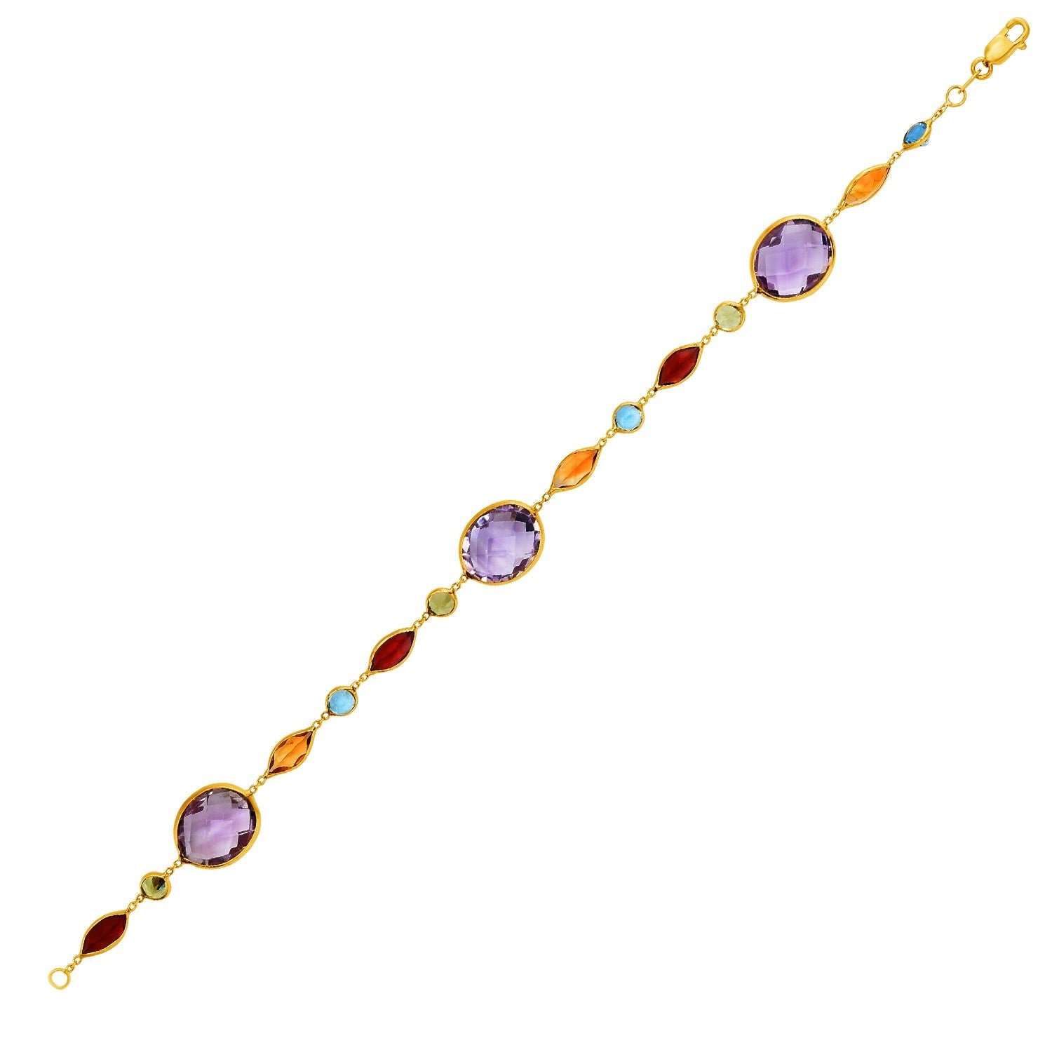 Pulsera de oro amarillo de 14k con piedras multicolor