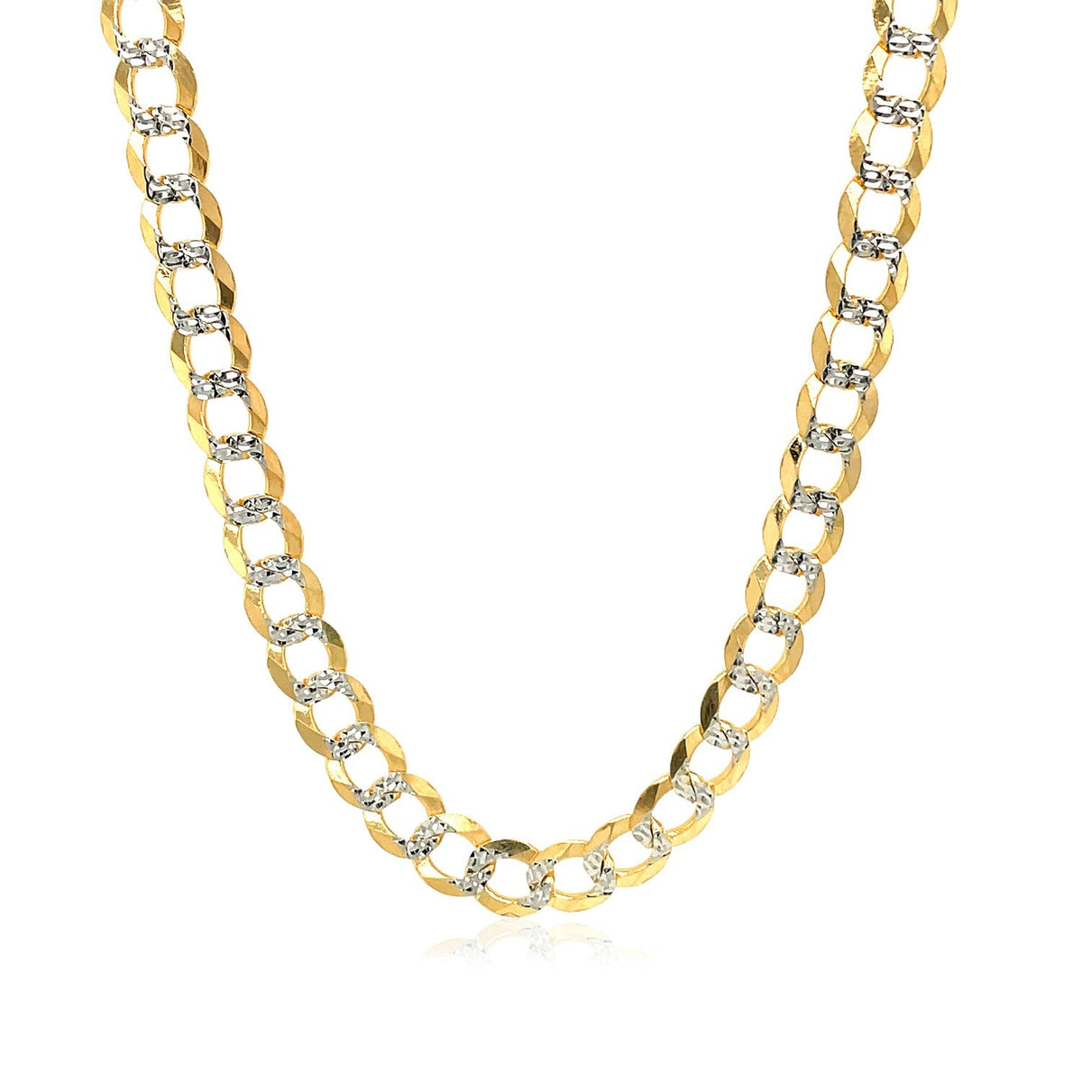 Cadena barbada de oro de 14k de dos tonos con pavé de 5,7 mm