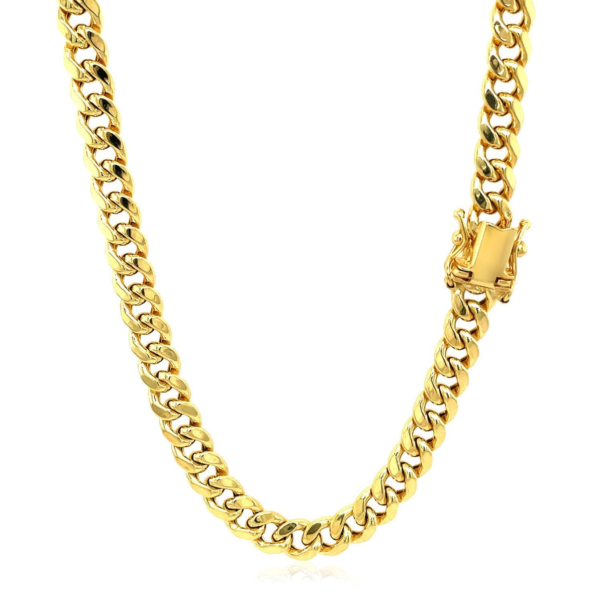 Cadena cubana Miami semirrígida de oro amarillo de 10 quilates (5.00 mm)