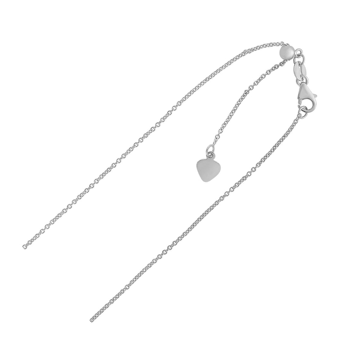 Cadena de cable ajustable en oro blanco de 14k (1,0 mm)