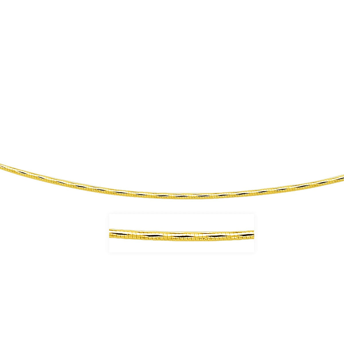 Gargantilla Omega redonda de oro amarillo de 14k con cortes de diamante (1.5 mm)