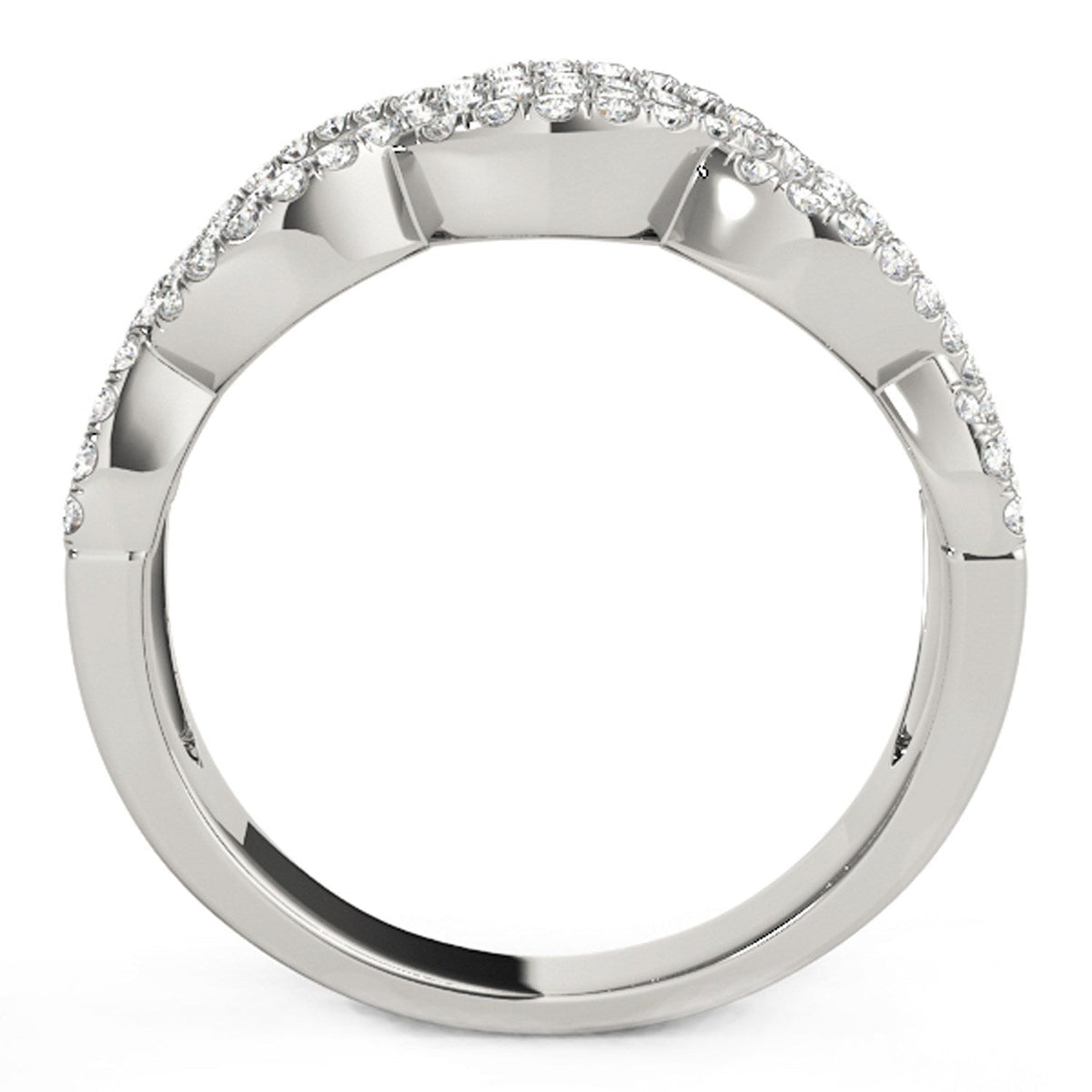 Anillo de ondas entrelazadas dobles con diamantes, en oro blanco de 14k (0,62 quilates en total)