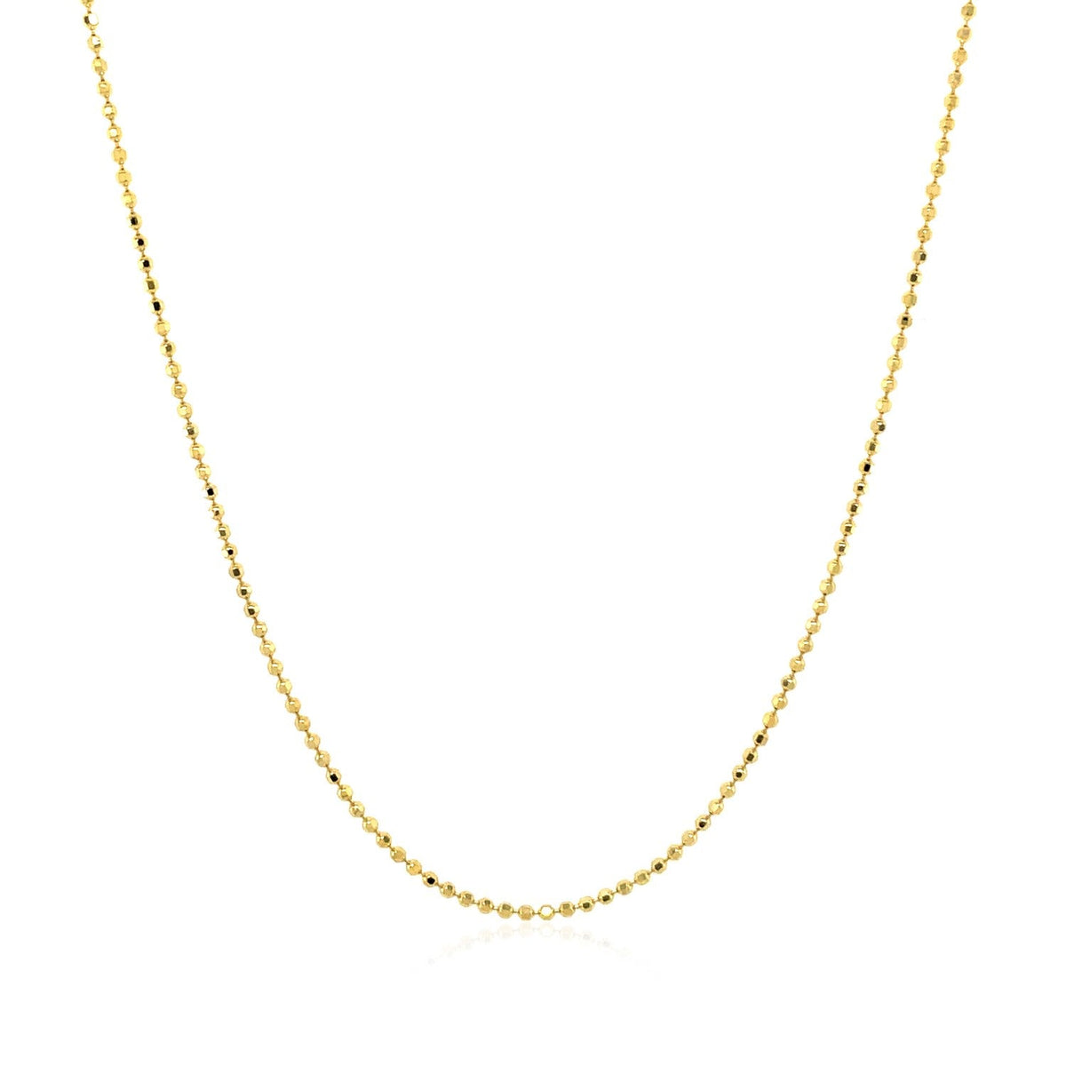Cadena de oro amarillo de 14k con cuentas facetadas, 1.0mm