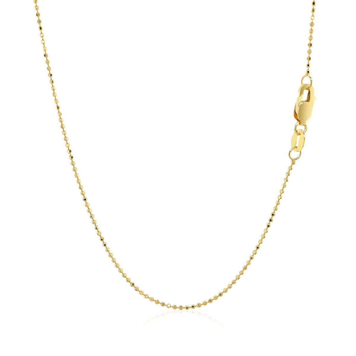 Cadena de oro amarillo de 14k con cuentas facetadas, 1.0mm