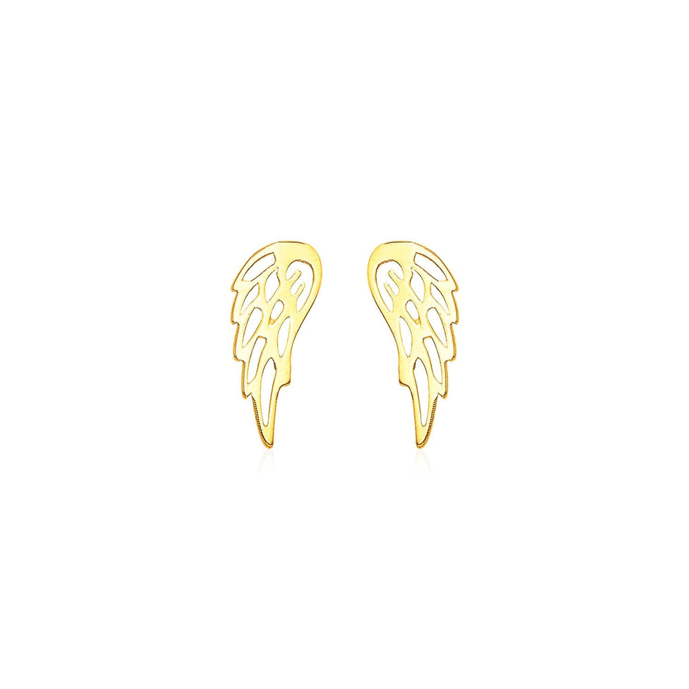 14k Yellow Gold Polished Wing Post Earrings