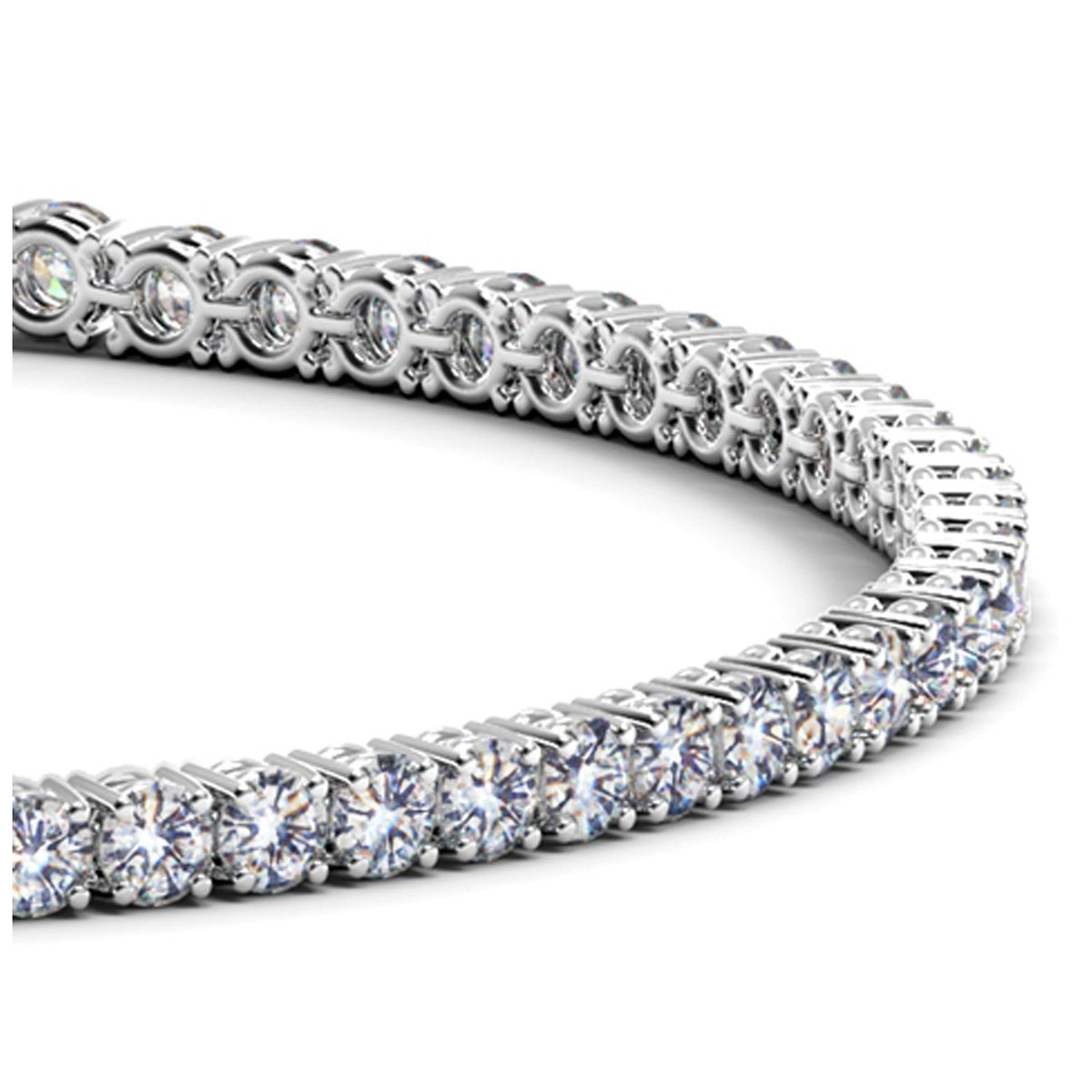 Pulsera de tenis de oro blanco de 14k con diamantes redondos cultivados en laboratorio (3 ct. pt. F/G VS2/SI1)