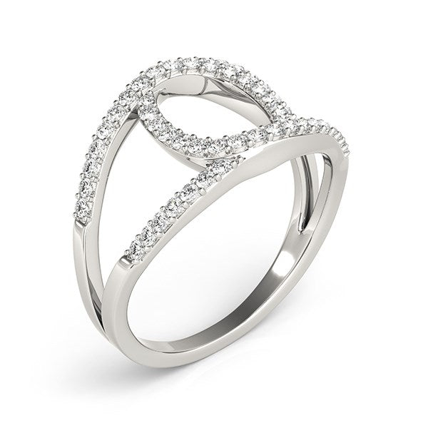 Anillo de doble banda estilo lazo de diamantes de oro blanco de 14k (1/2 qt. de peso total)