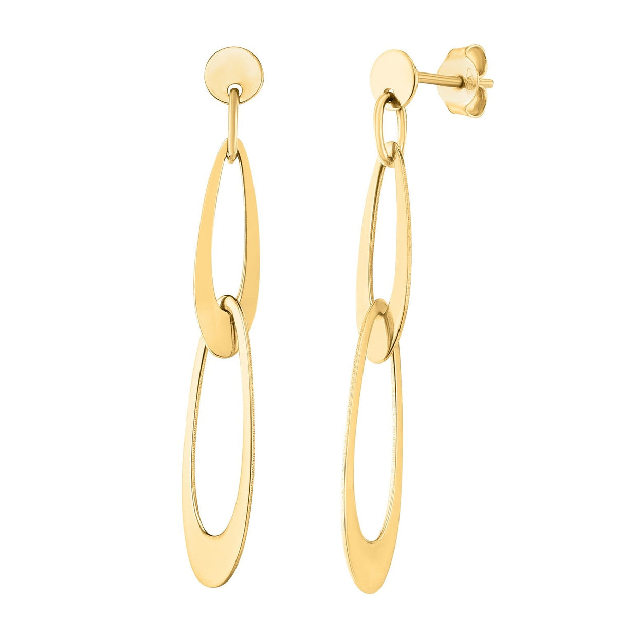 Pendientes italianos de eslabones ovalados de oro amarillo de 14 quilates