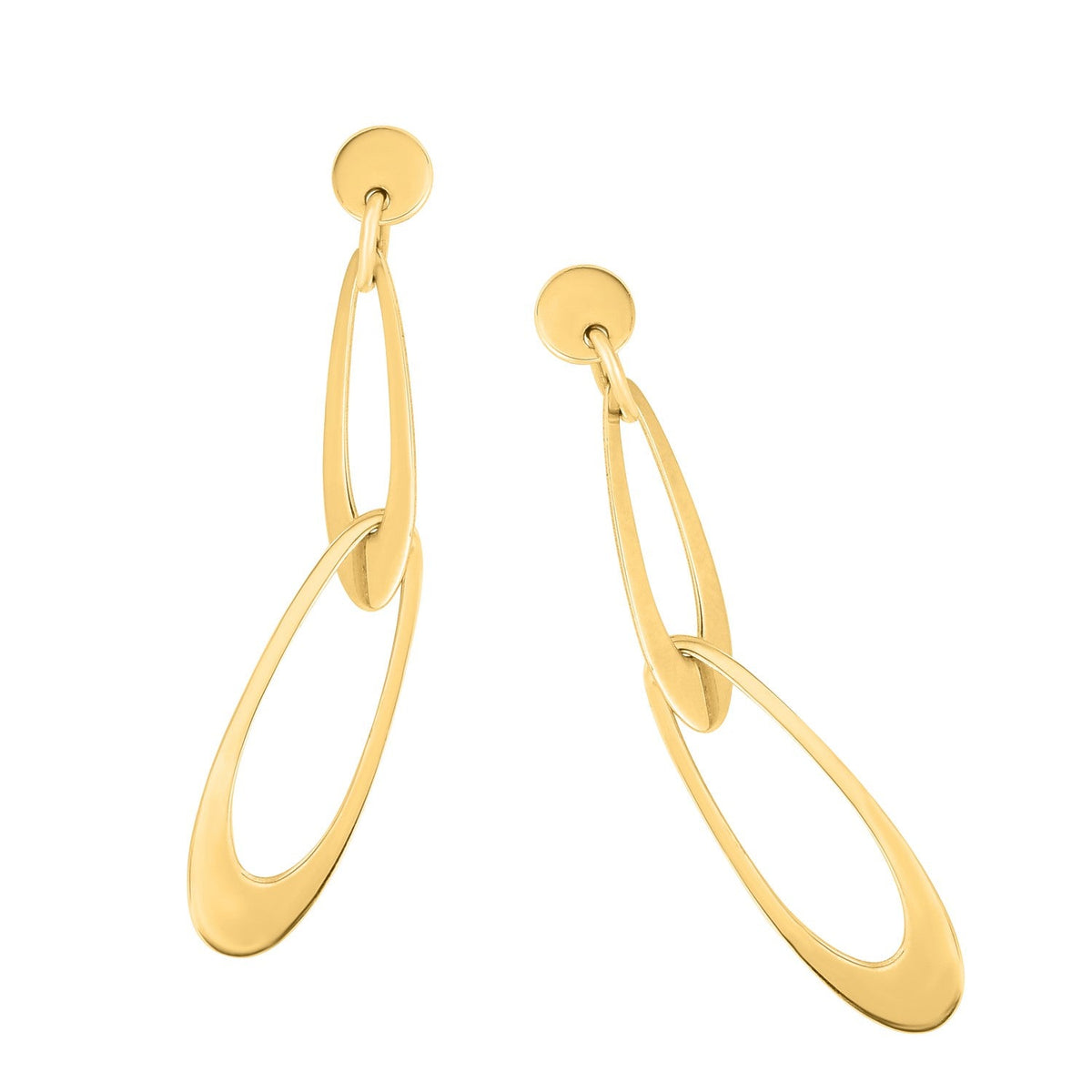 Pendientes italianos de eslabones ovalados de oro amarillo de 14 quilates