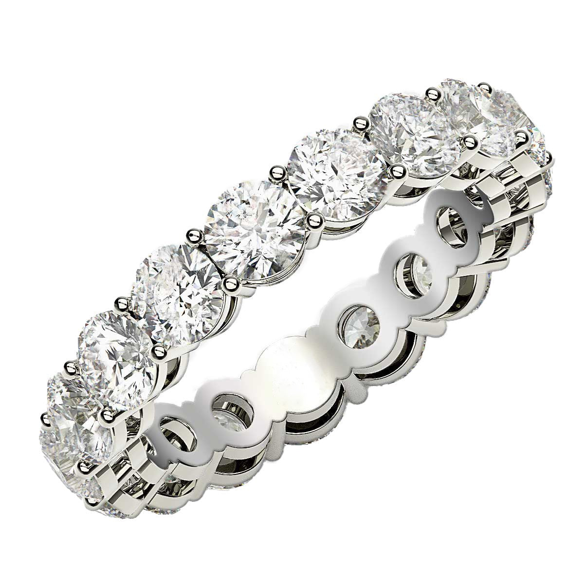 Anillo de Eternidad con Diamantes Redondos Cultivados en Laboratorio de Oro Blanco de 14k (3 quilates, FG/VS2)