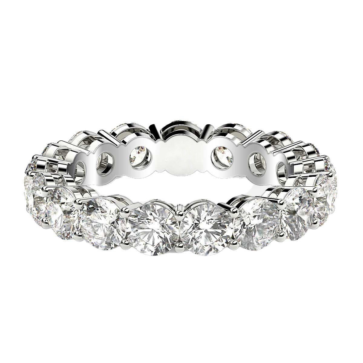 Anillo de Eternidad con Diamantes Redondos Cultivados en Laboratorio de Oro Blanco de 14k (3 quilates, FG/VS2)
