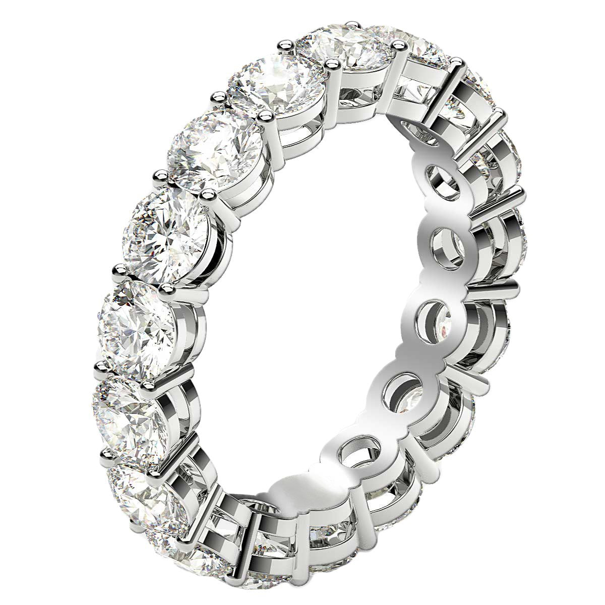 Anillo de Eternidad con Diamantes Redondos Cultivados en Laboratorio de Oro Blanco de 14k (3 quilates, FG/VS2)