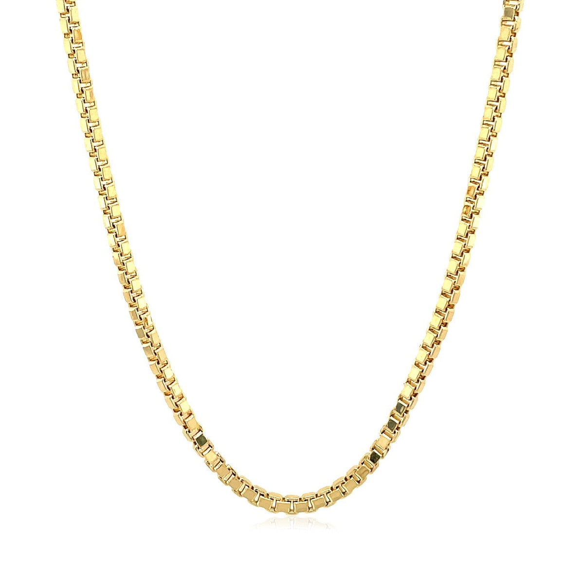 Cadena estilo Box semimaciza de oro amarillo de 14k y 2.0mm
