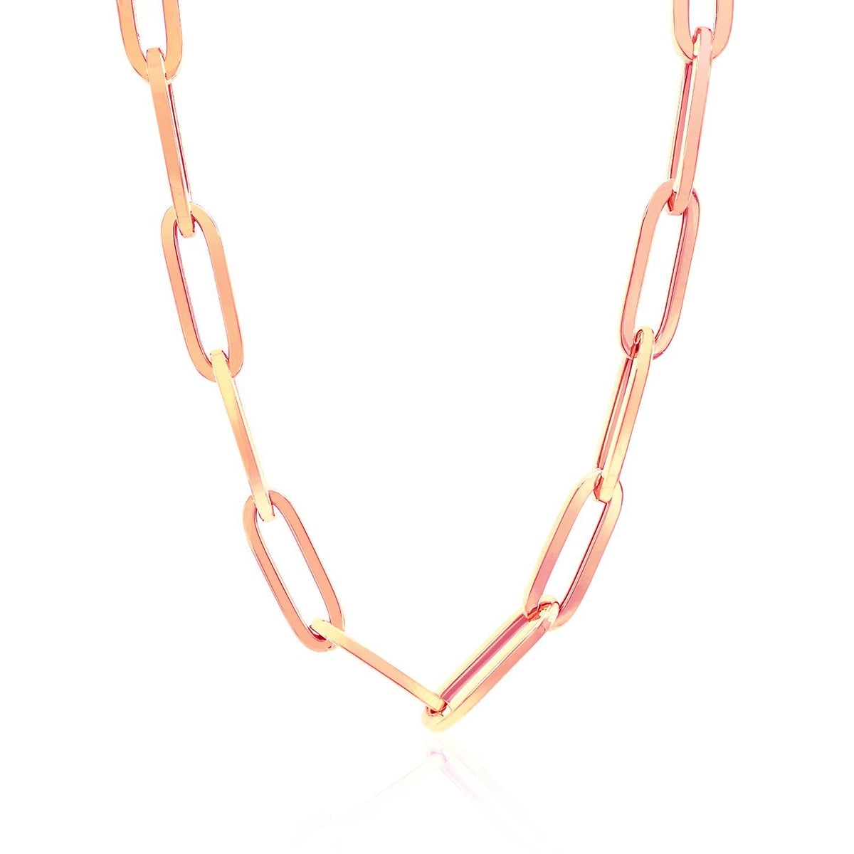 Cadena de eslabones anchos (6,1 mm) de oro rosa de 14K