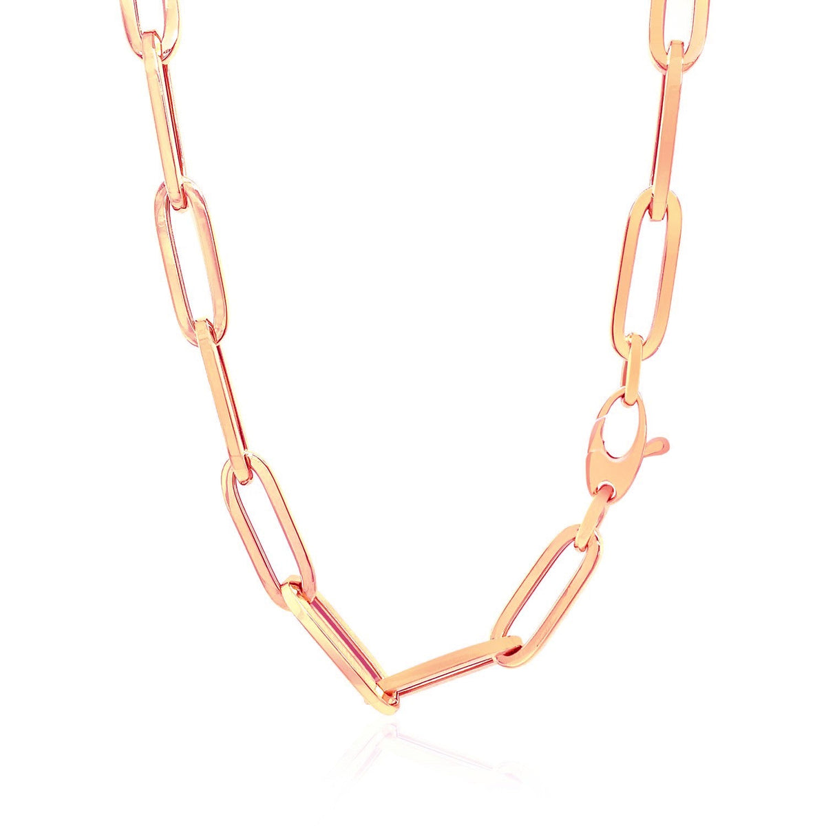 Cadena de eslabones anchos (6,1 mm) de oro rosa de 14K