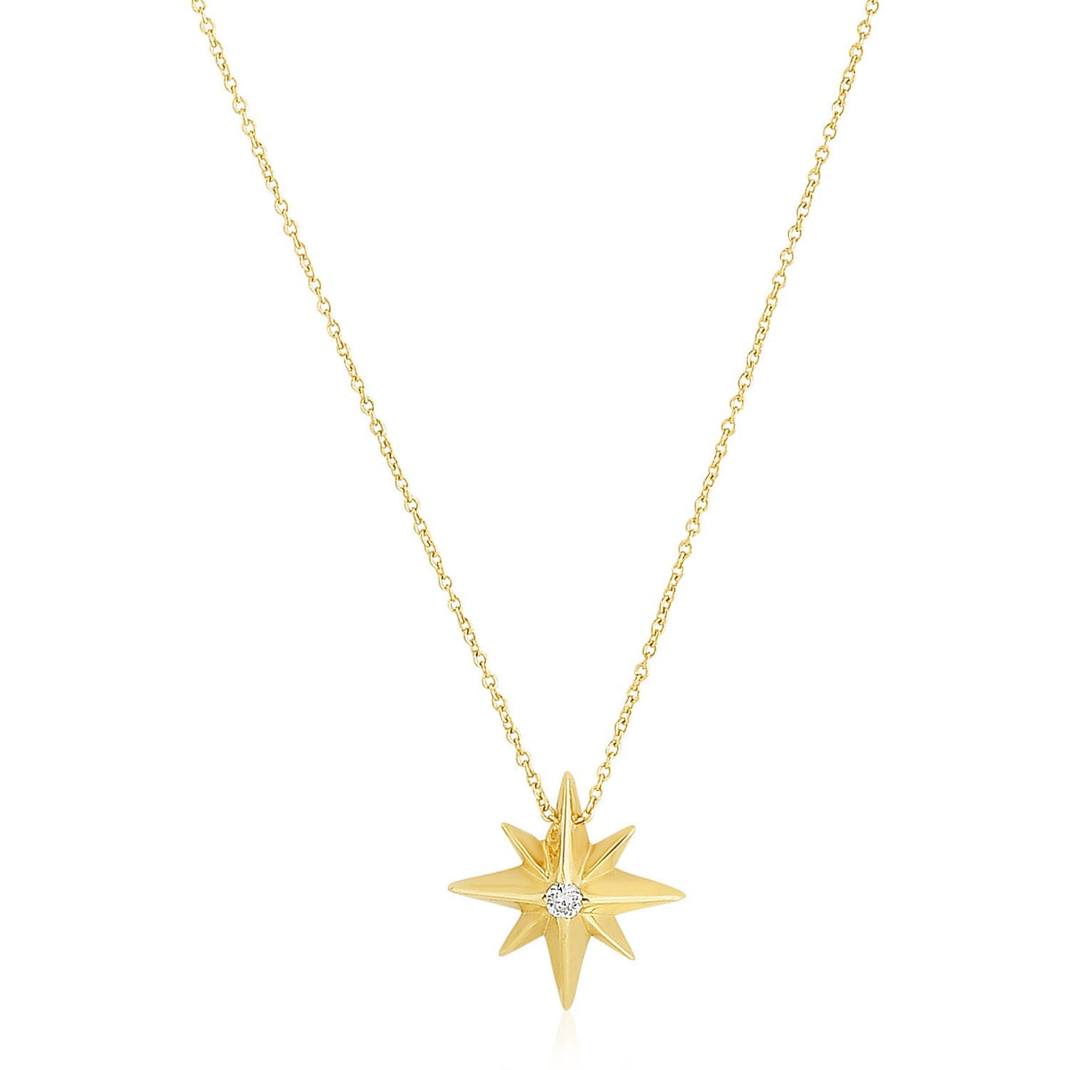 Collar de estrella polar en oro amarillo de 14k de alto brillo