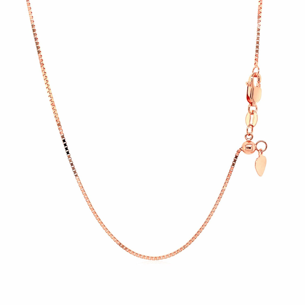 Cadena ajustable de oro rosa de 14k de 0.85 mm