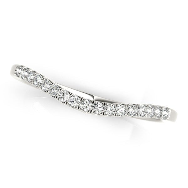 Anillo de boda de oro blanco de 14k con diamantes y curva suave (1/8 cttw)
