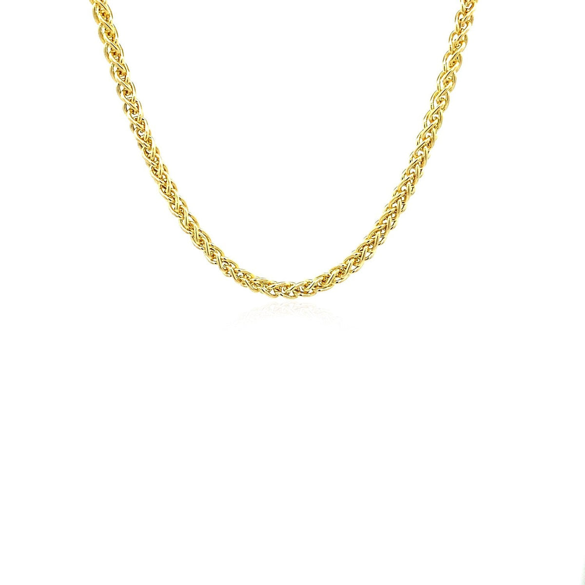 Cadena de trigo de oro amarillo de 14k y 2,8 mm de peso ligero