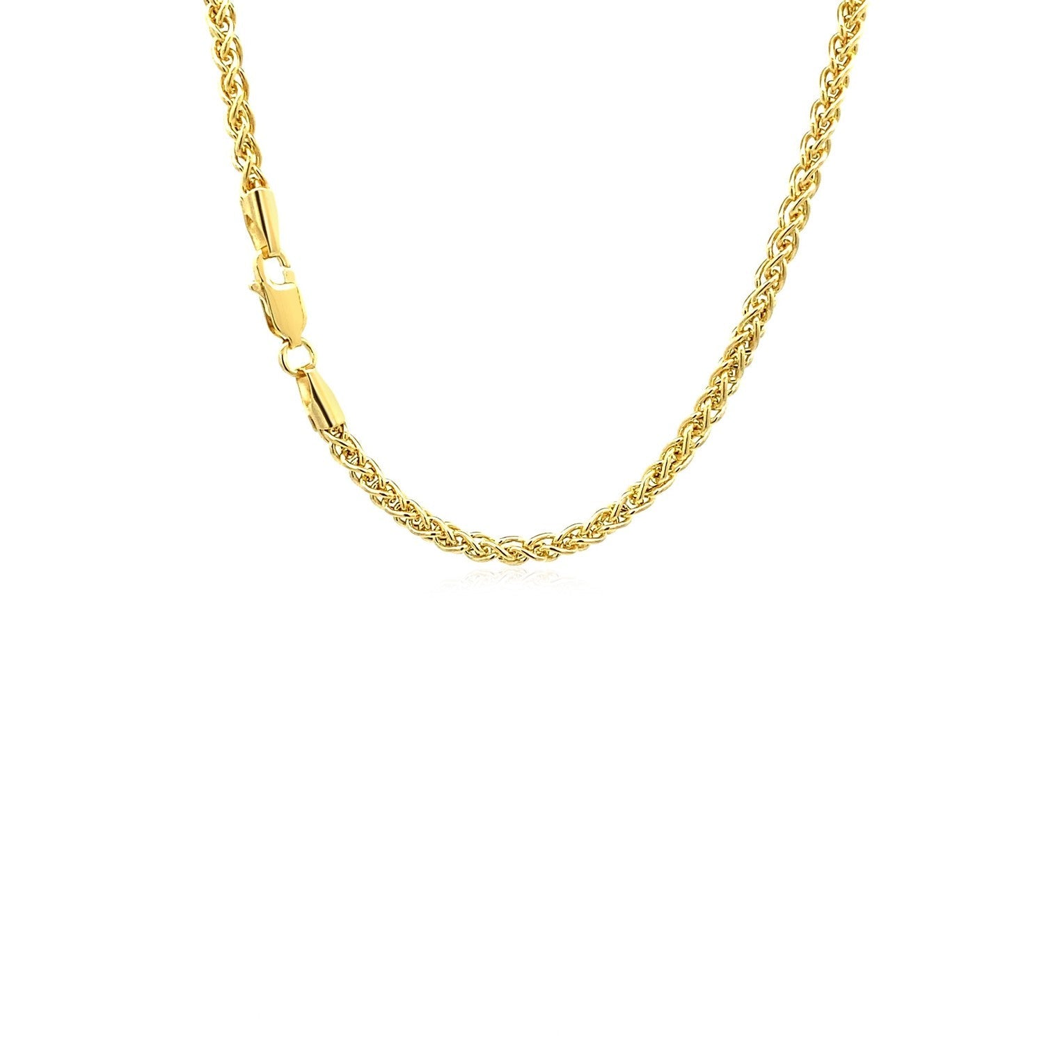 Cadena de trigo de oro amarillo de 14k y 2,8 mm de peso ligero