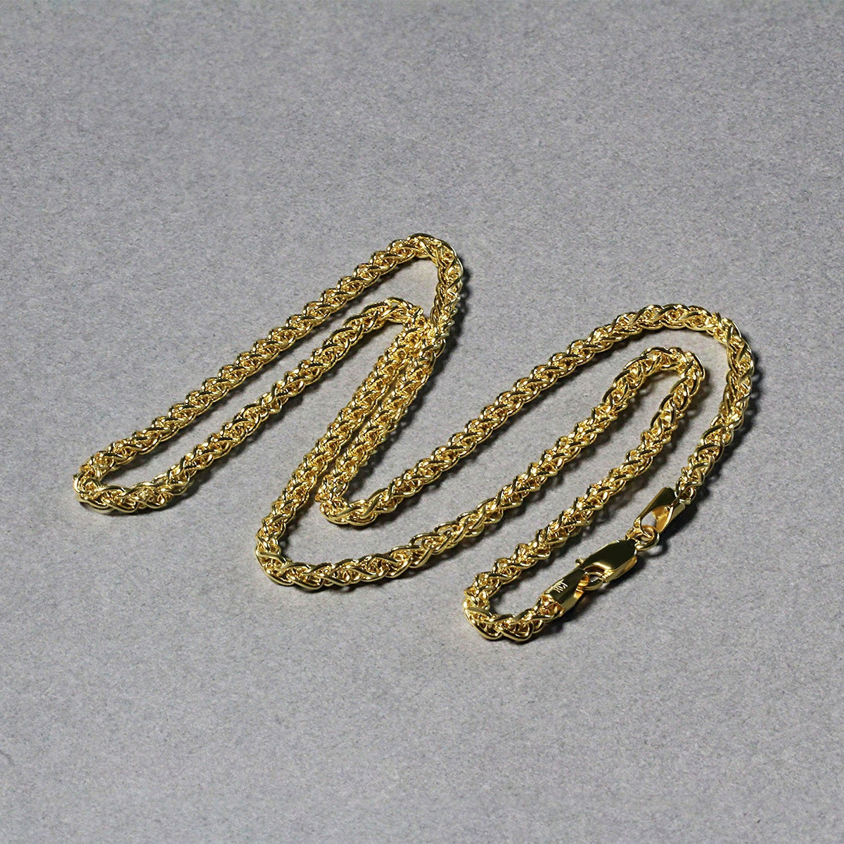 Cadena de trigo de oro amarillo de 14k y 2,8 mm de peso ligero