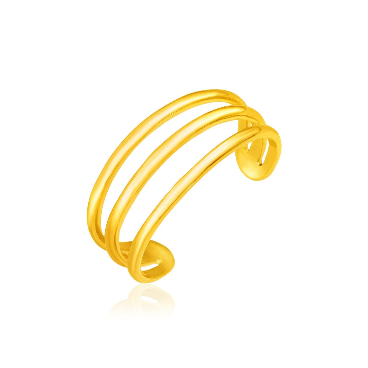 Anillo de dedo de pie de tres barras de oro amarillo de 14k
