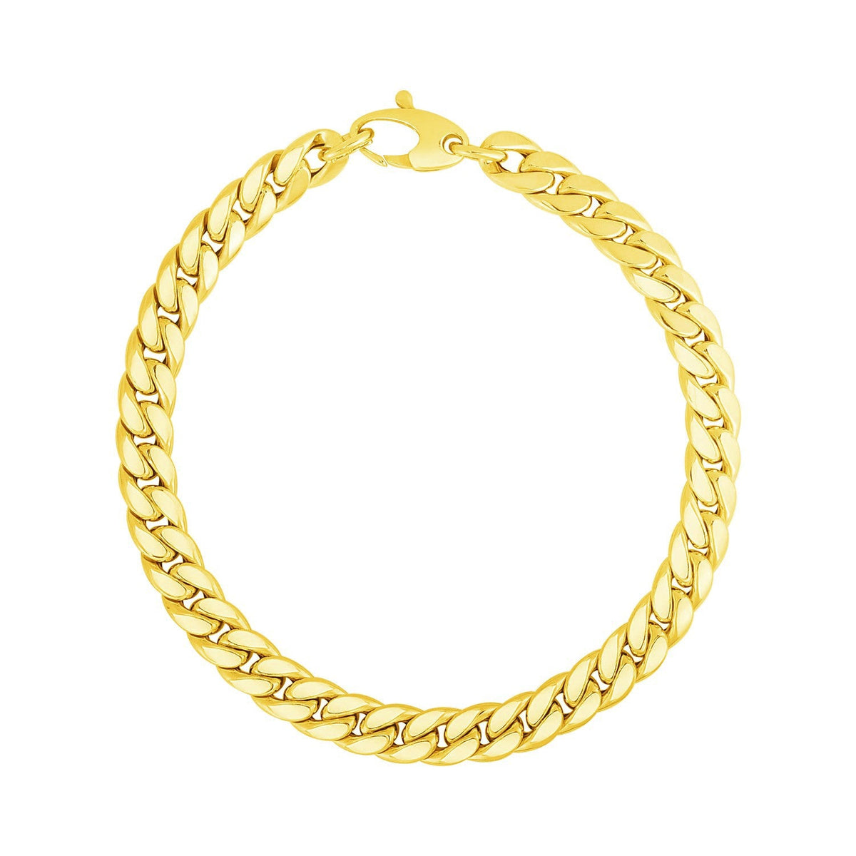 Pulsera de eslabones cubanos de oro amarillo de 14 quilates
