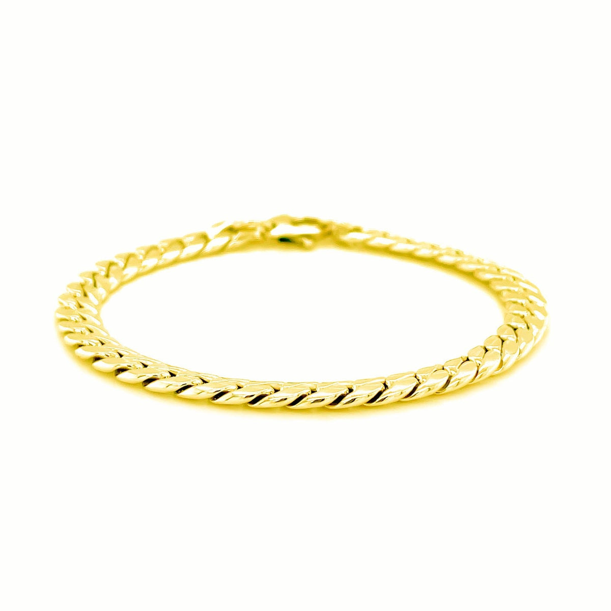 Pulsera de eslabones cubanos de oro amarillo de 14 quilates