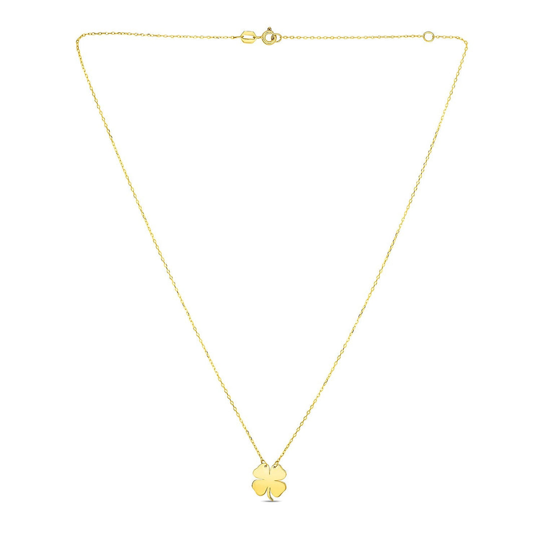 14K Yellow Gold Four Leaf Clover Necklace