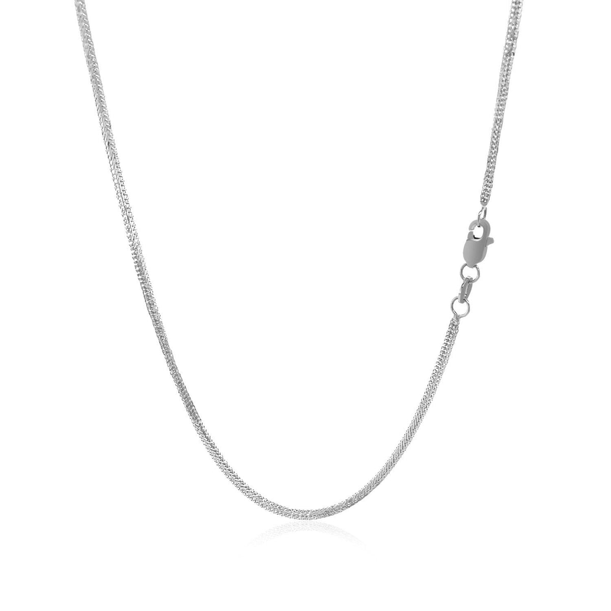 Cadena de cola de zorro de oro blanco de 14k y 1.0mm