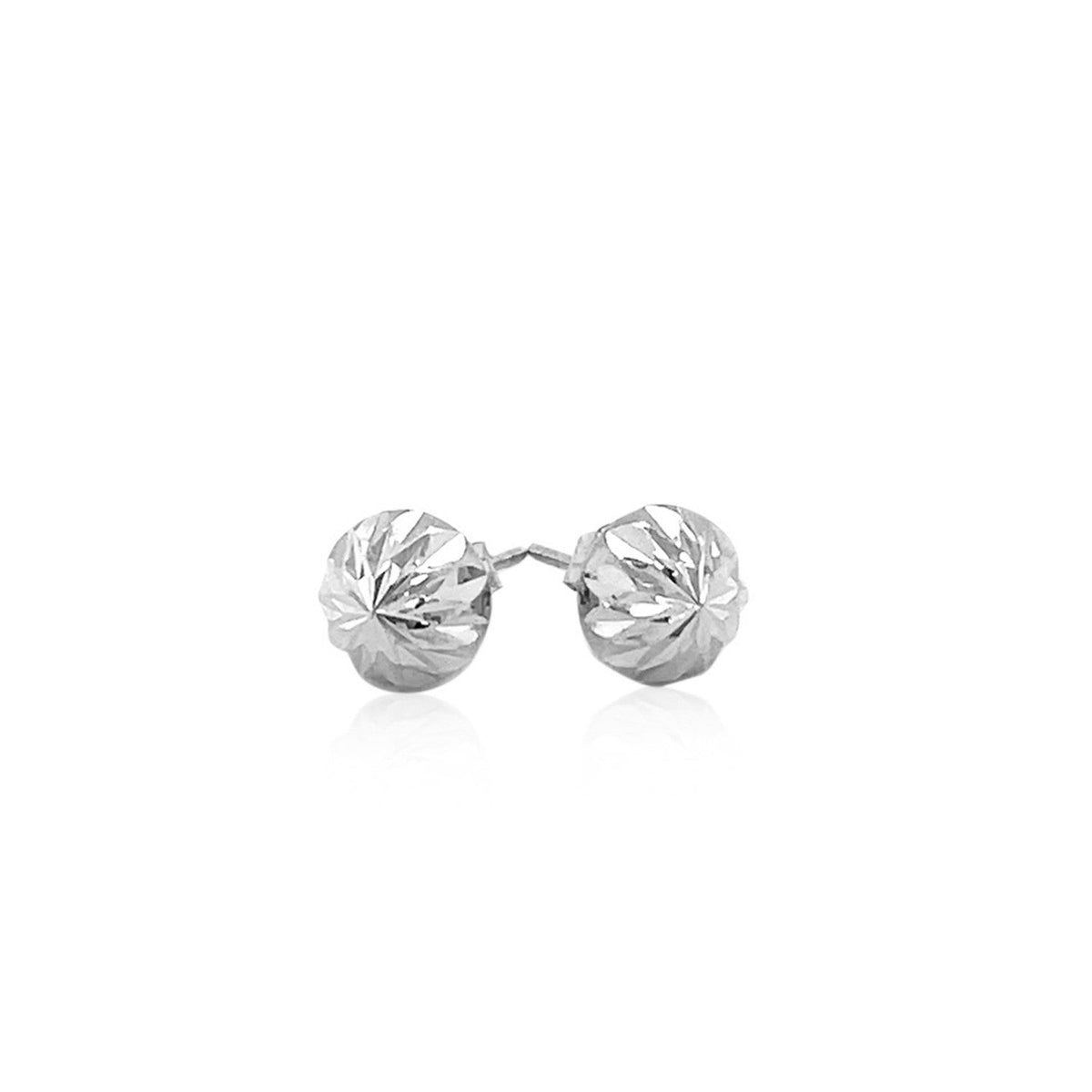 Pendientes de tuerca de oro blanco de 14 quilates, estilo plano con textura