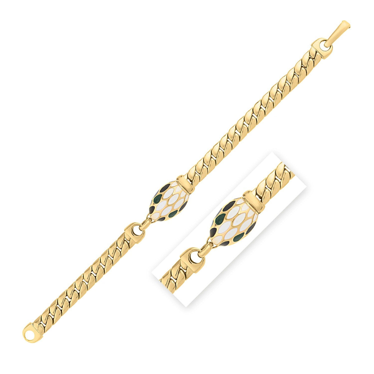 Pulsera de eslabones cubanos de oro amarillo de 14k (7.00 mm)