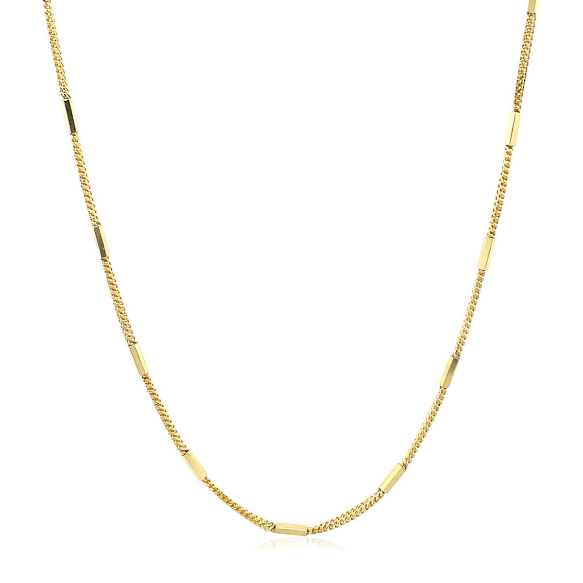 Cadena con colgante de eslabones de barra tallados a diamante en oro amarillo de 14k (1,3 mm)