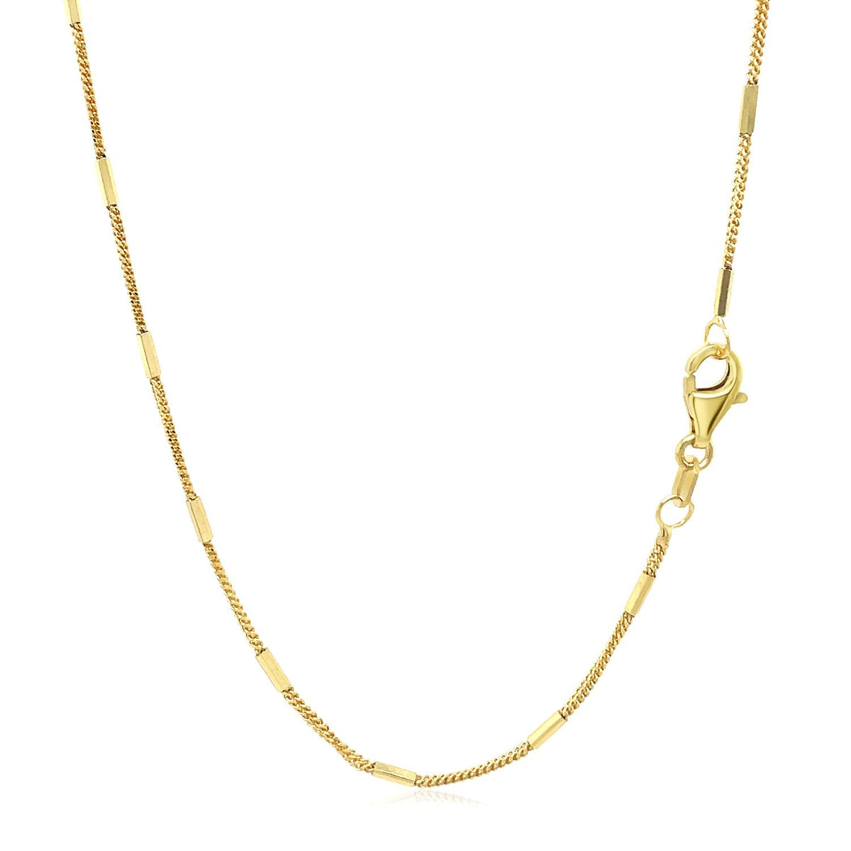 Cadena con colgante de eslabones de barra tallados a diamante en oro amarillo de 14k (1,3 mm)
