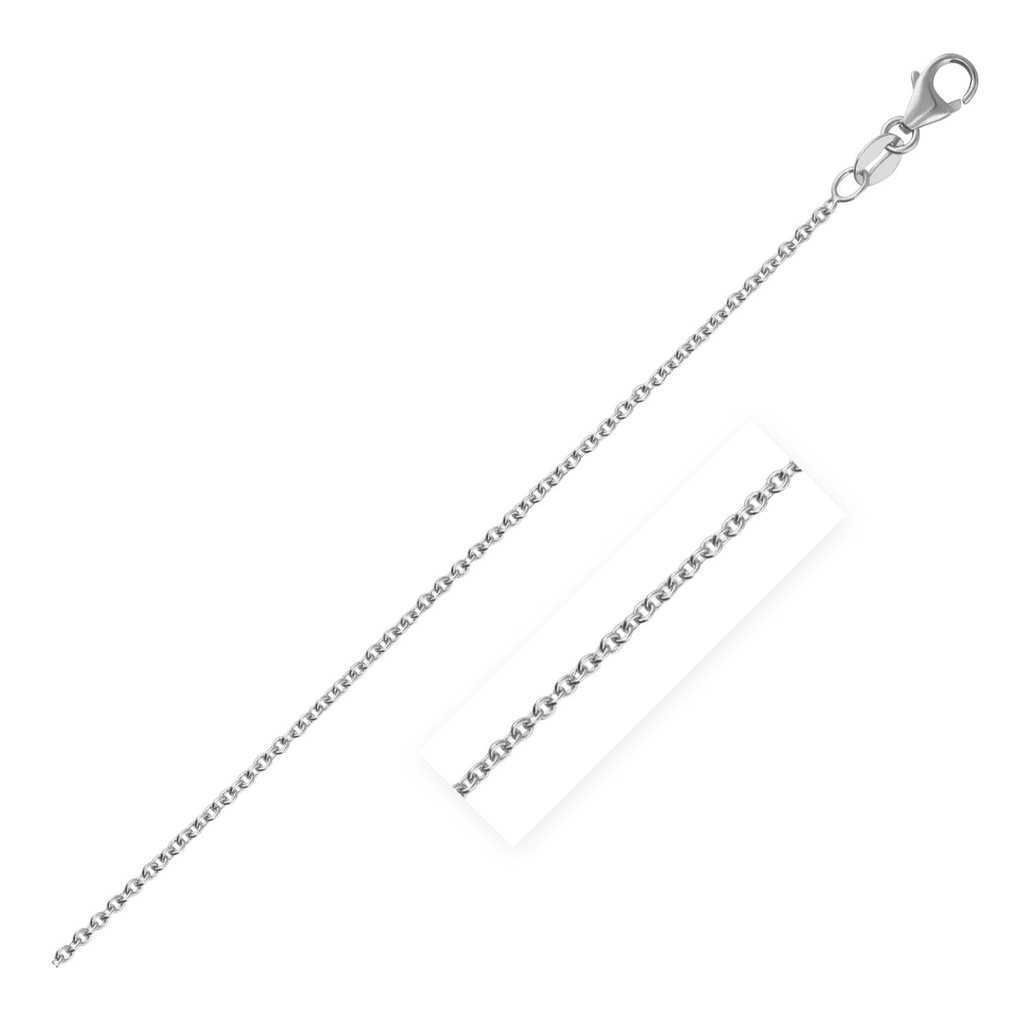 Cadena de eslabones redondos tipo cable de oro blanco de 14k de 1.9mm