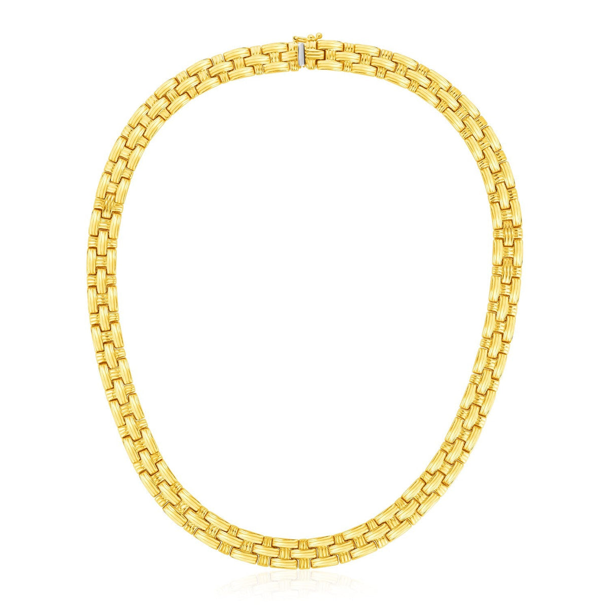 Cadena de oro amarillo de 14k con diseño de tejido de cesta