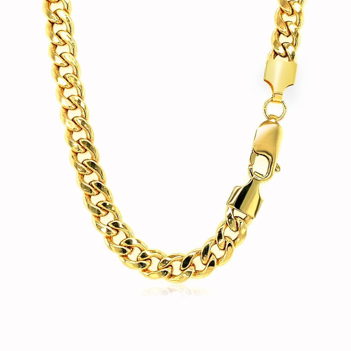 Cadena semicompuesta Miami Cuban de oro amarillo de 14k y 5,5 mm
