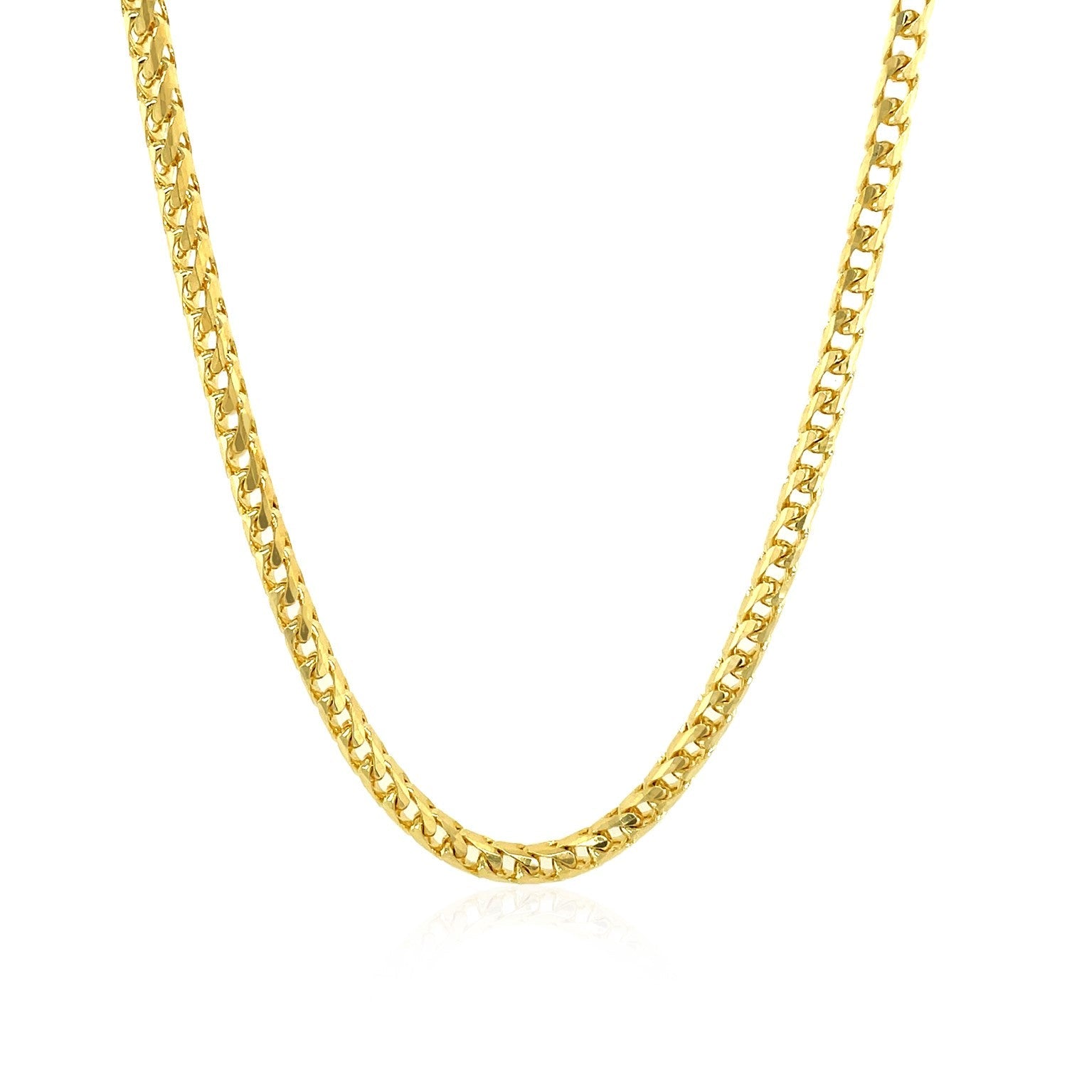 Cadena Franco redonda de oro amarillo macizo de 14k de 3.1mm con corte de diamante
