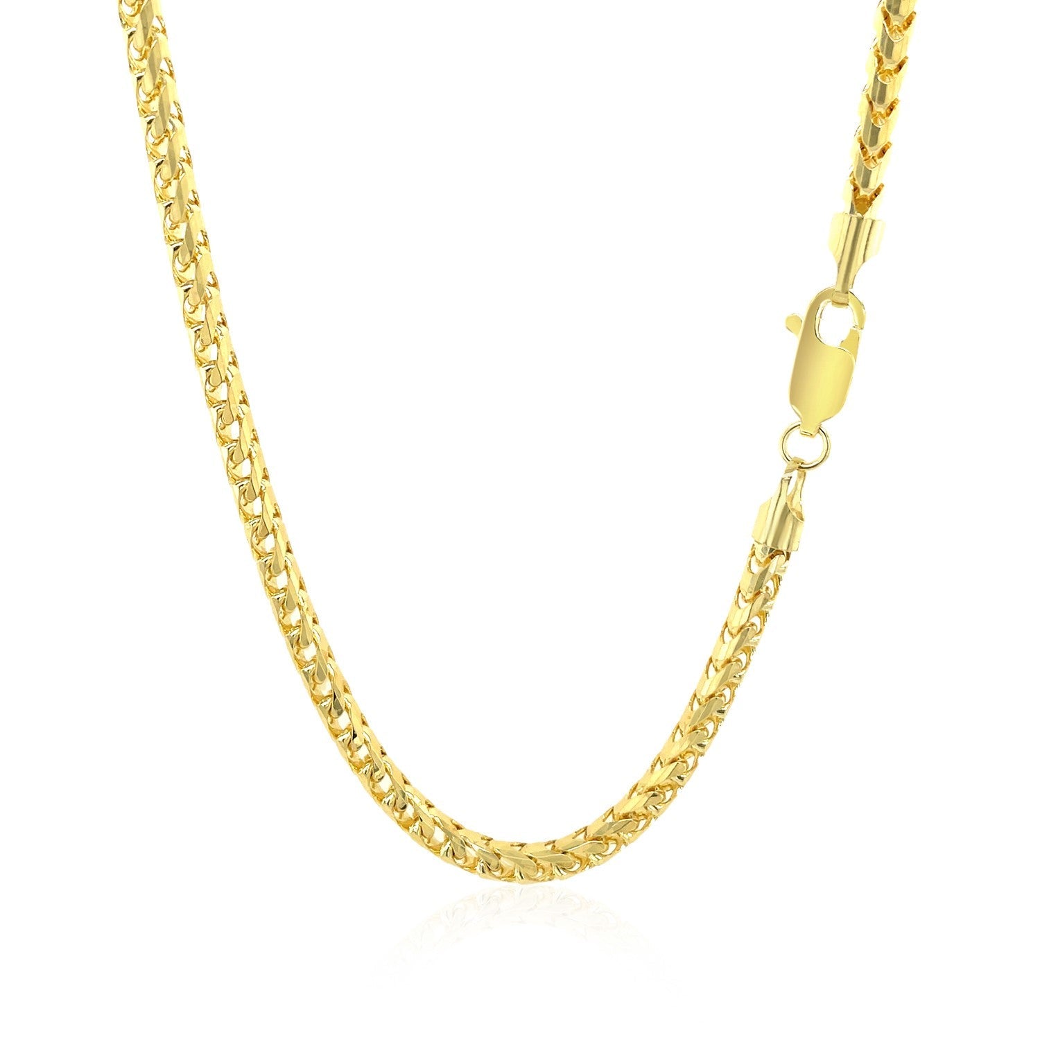Cadena Franco redonda de oro amarillo macizo de 14k de 3.1mm con corte de diamante