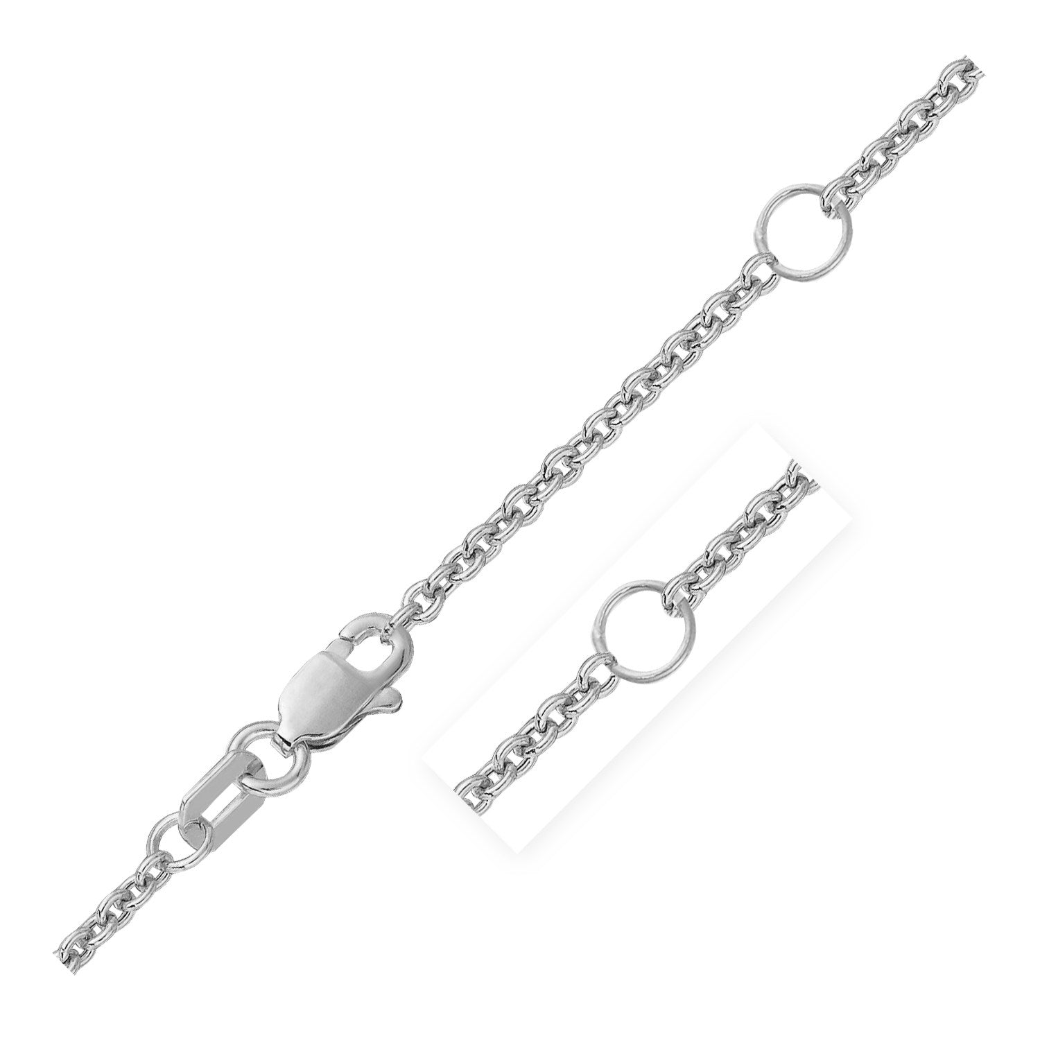 Cadena de cable doble extensible en oro blanco de 14k (1.9mm)