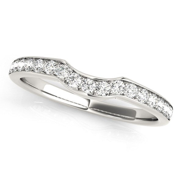 Anillo de boda de diamantes curvo de oro blanco de 14k (1/4 quilates en total)