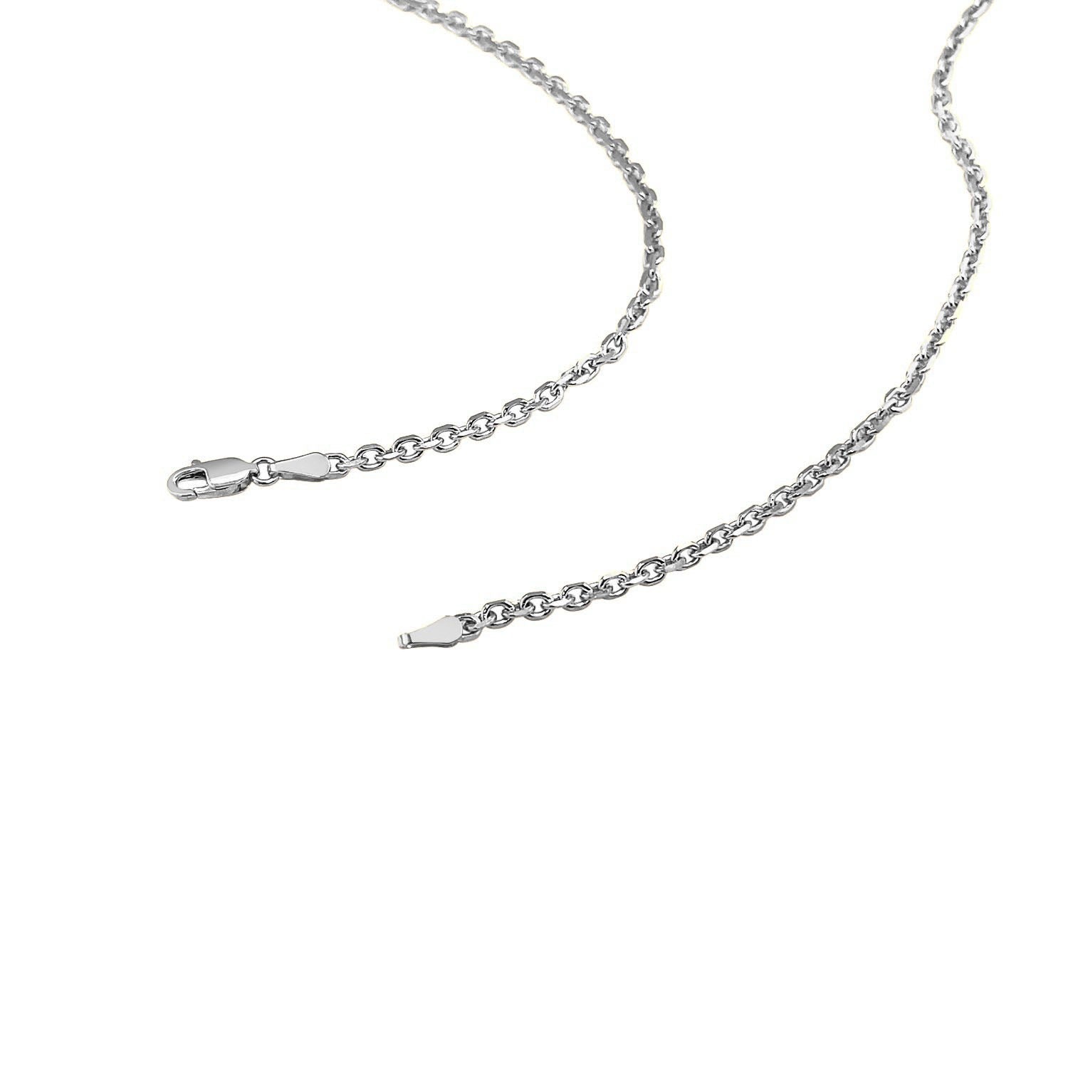 Cadena de eslabones de cable de oro blanco de 14k con corte de diamante (2.60 mm)