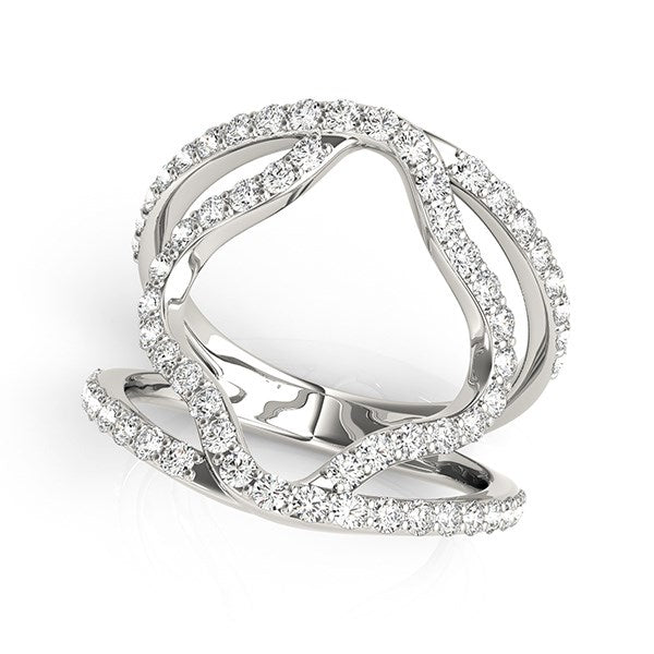 Anillo de banda doble estilo flor de diamante en oro blanco de 14k (5/8 cttw)