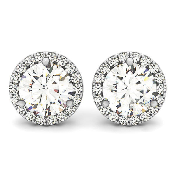 Pendientes de oro blanco de 14 quilates con halo redondo de puntas (1 cttw)