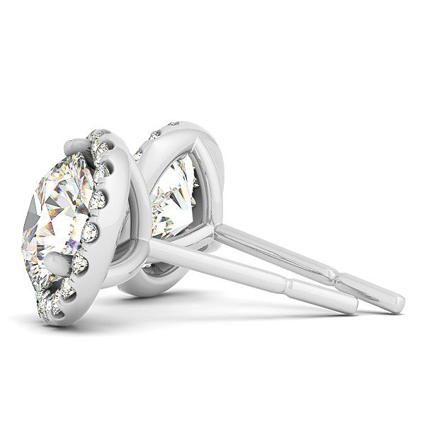 Pendientes de oro blanco de 14 quilates con halo redondo de puntas (1 cttw)