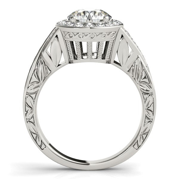 Anillo de compromiso de diamantes con halo en oro blanco de 14k (1 5/8 cttw)